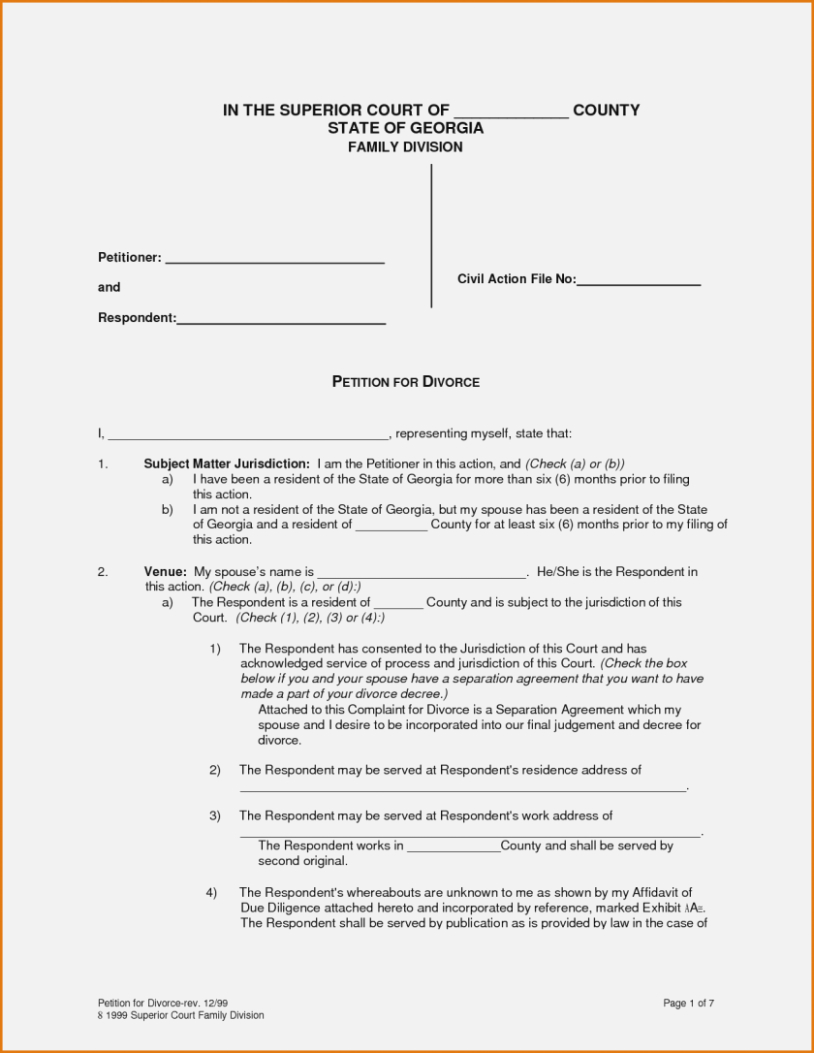 Top 15 Trends In Free | The Invoice And Form Template - Free Printable Uncontested Divorce Forms Georgia