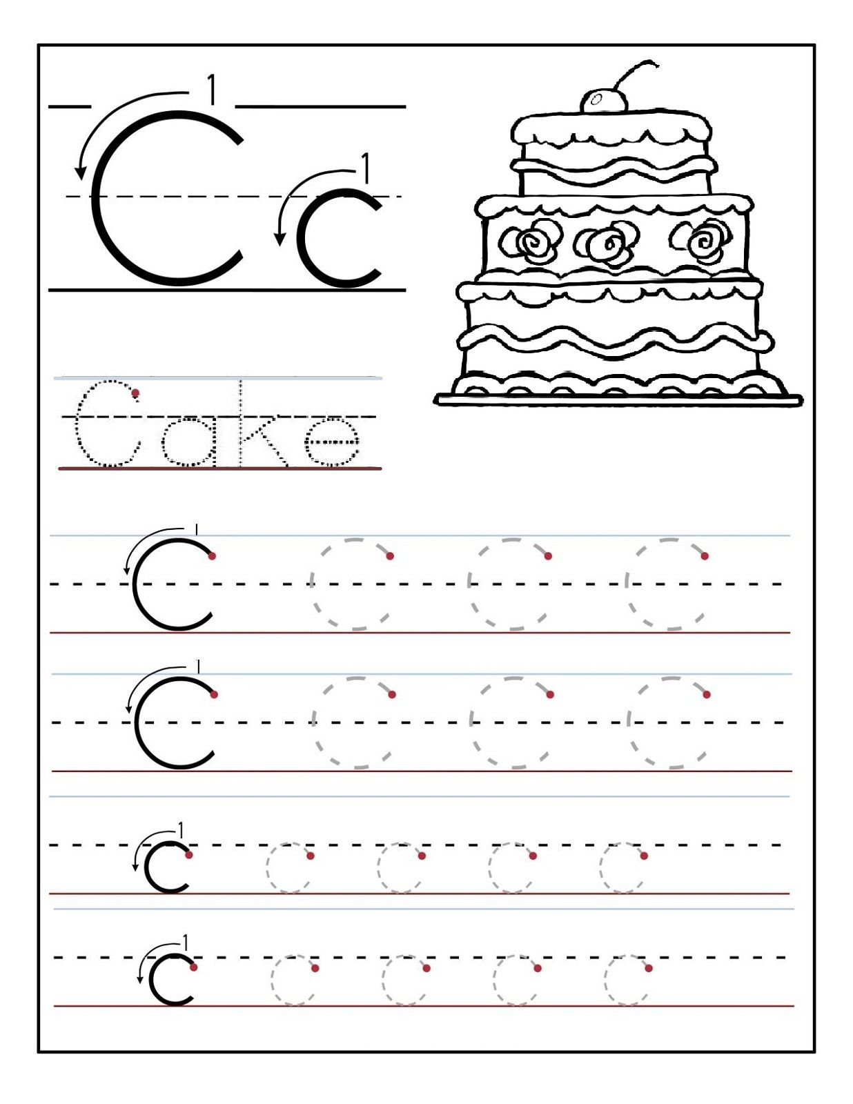 Trace The Letter C Worksheets | Alphabet And Numbers Learning - Free Printable Letter C Worksheets