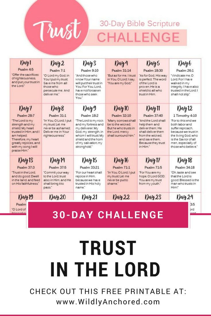 Trust In The Lord + 30-Day Trust Challenge Free Printable - Free Printable Bible Studies For Men