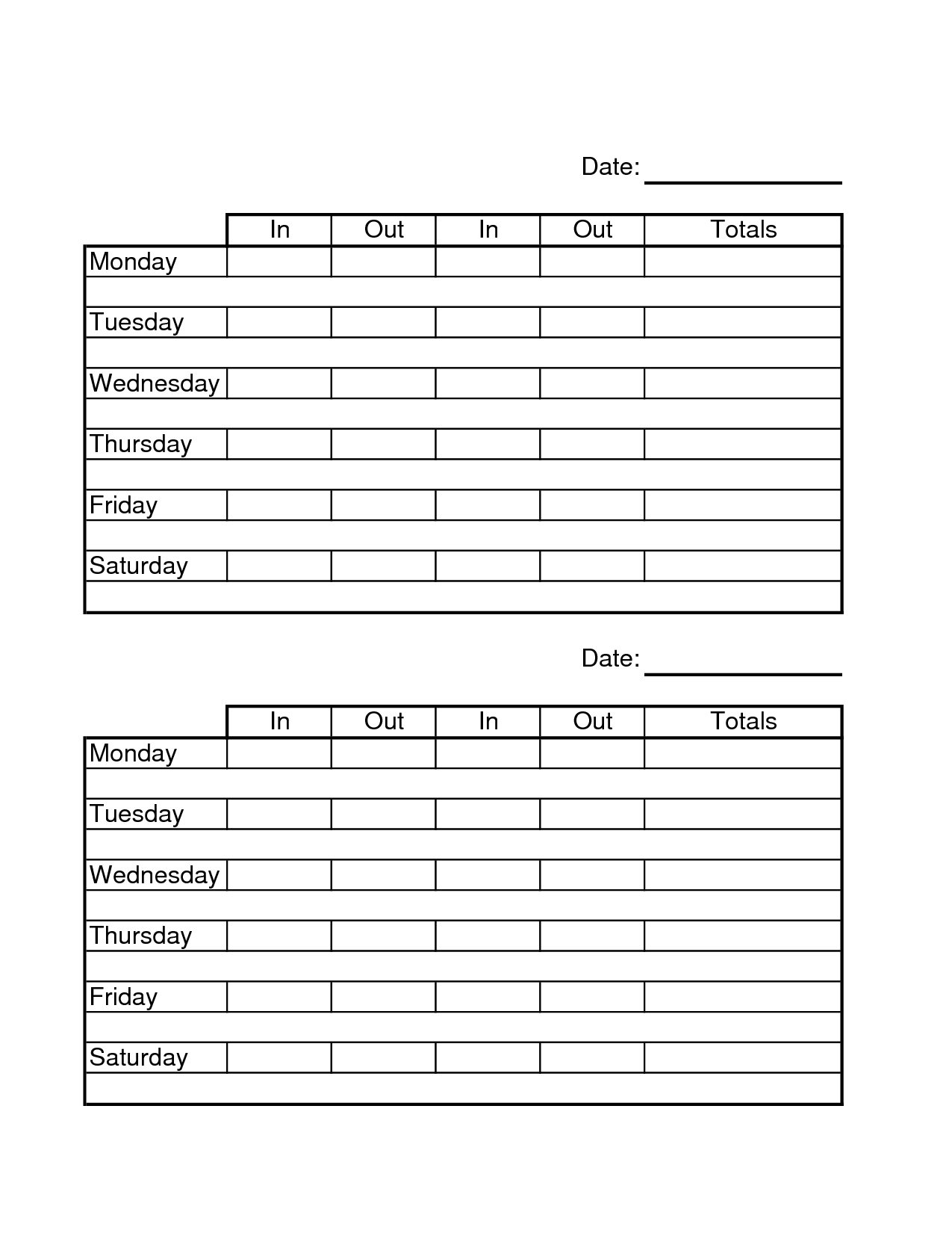 Free Printable Time Sheets Free Printable