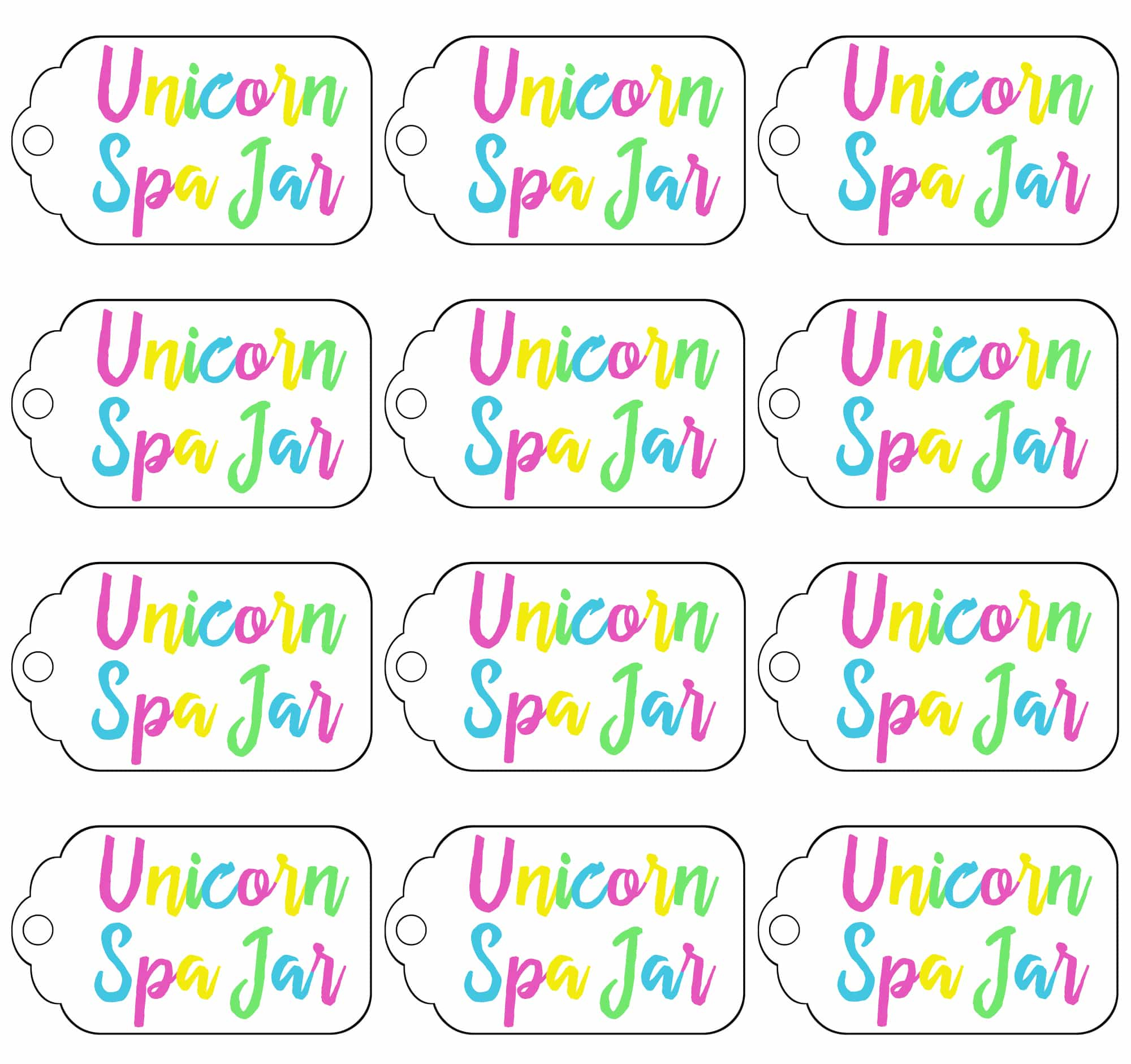 Unicorn Spa Jar - The Gunny Sack - Spa In A Jar Free Printable Labels