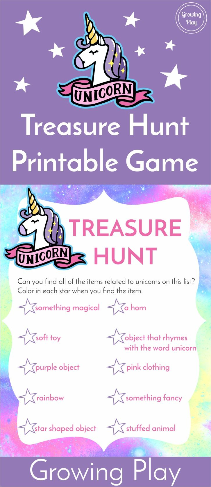 Unicorn Treasure Hunt Game Free Printable | Birthday Party - Unicorn Name Free Printable