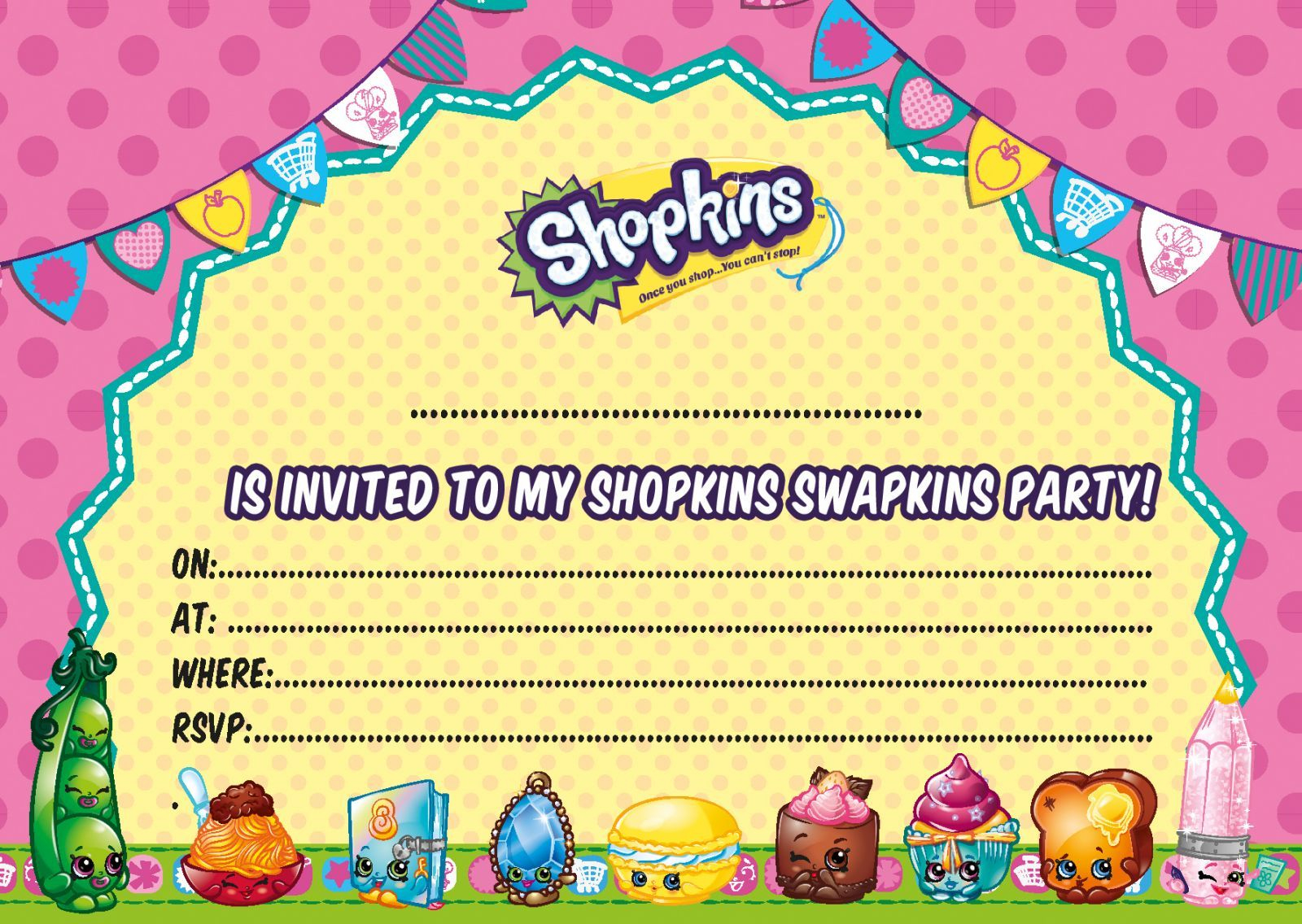 Updated - Free Printable Shopkins Birthday Invitation | Free - Free Printable Shopkins Birthday Invitations