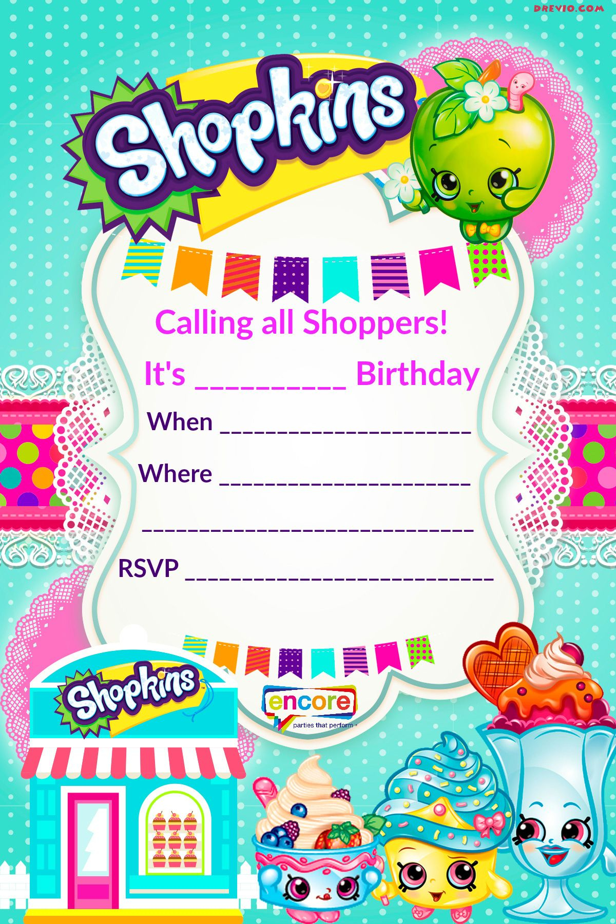 Updated - Free Printable Shopkins Birthday Invitation | Free - Free Printable Shopkins Invitations