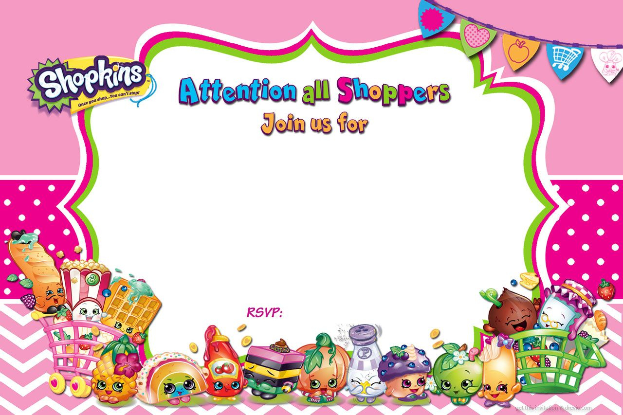 Updated - Free Printable Shopkins Birthday Invitation | Free - Shopkins Banner Printable Free