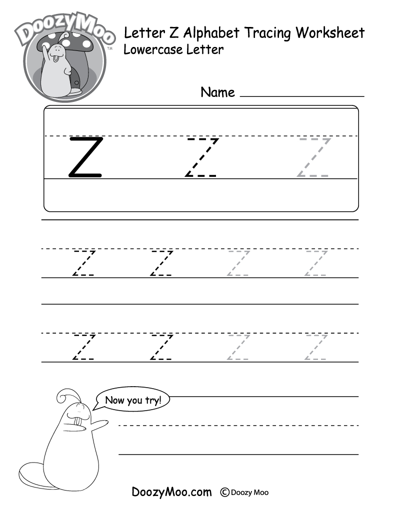 Uppercase Letter Z Tracing Worksheet - Doozy Moo - Letter Z Worksheets Free Printable