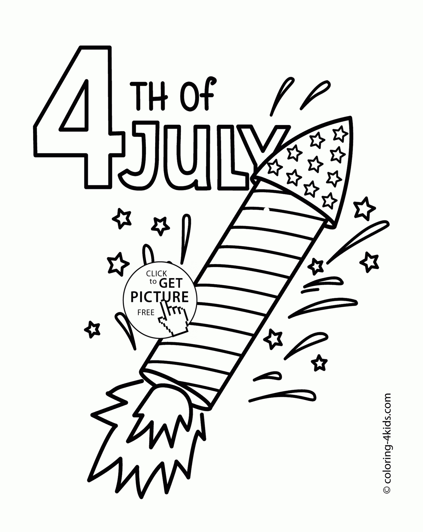 Usa Rocket Of 4Th Of July Coloring Page For Kids, Coloring Pages - Free Printable 4Th Of July Coloring Pages