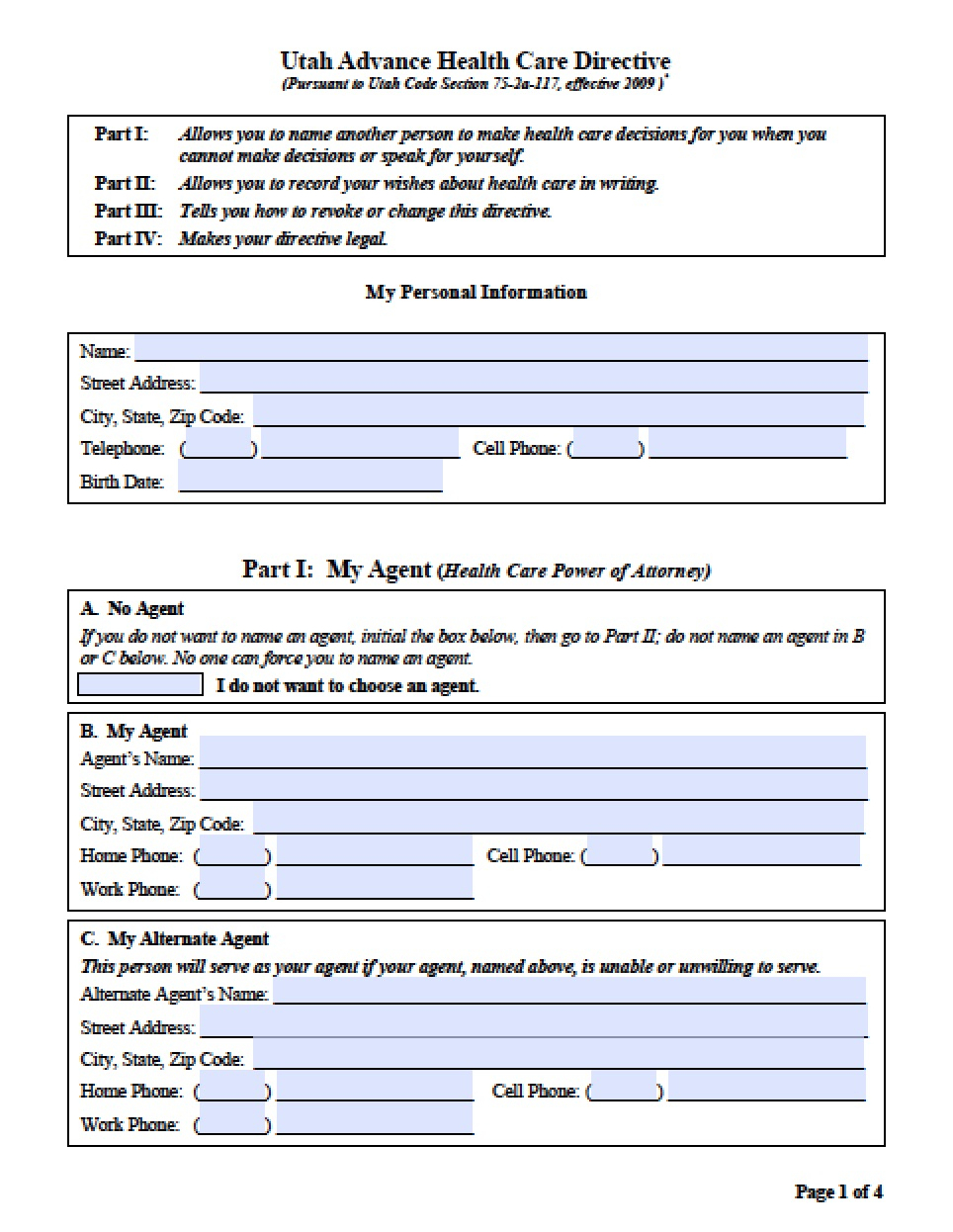 Utah Medical Power Of Attorney Form - Power Of Attorney : Power Of - Free Printable Medical Power Of Attorney Forms