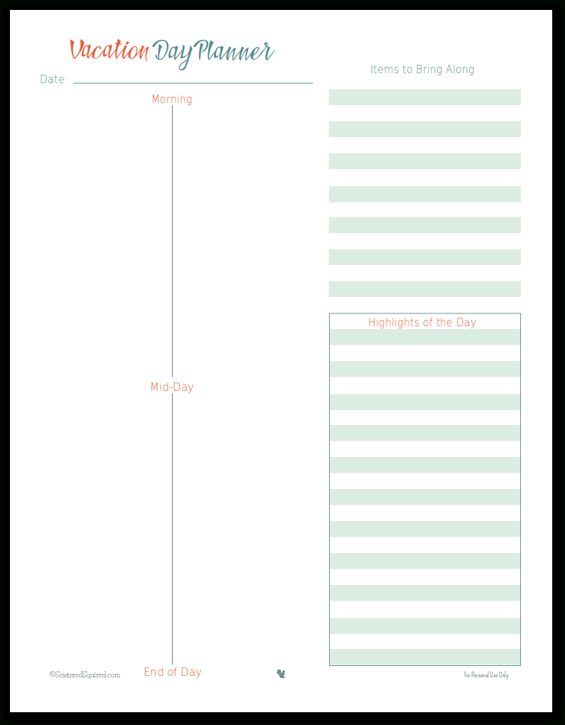 Vacation Planner Printables - Free Printable Road Trip Planner