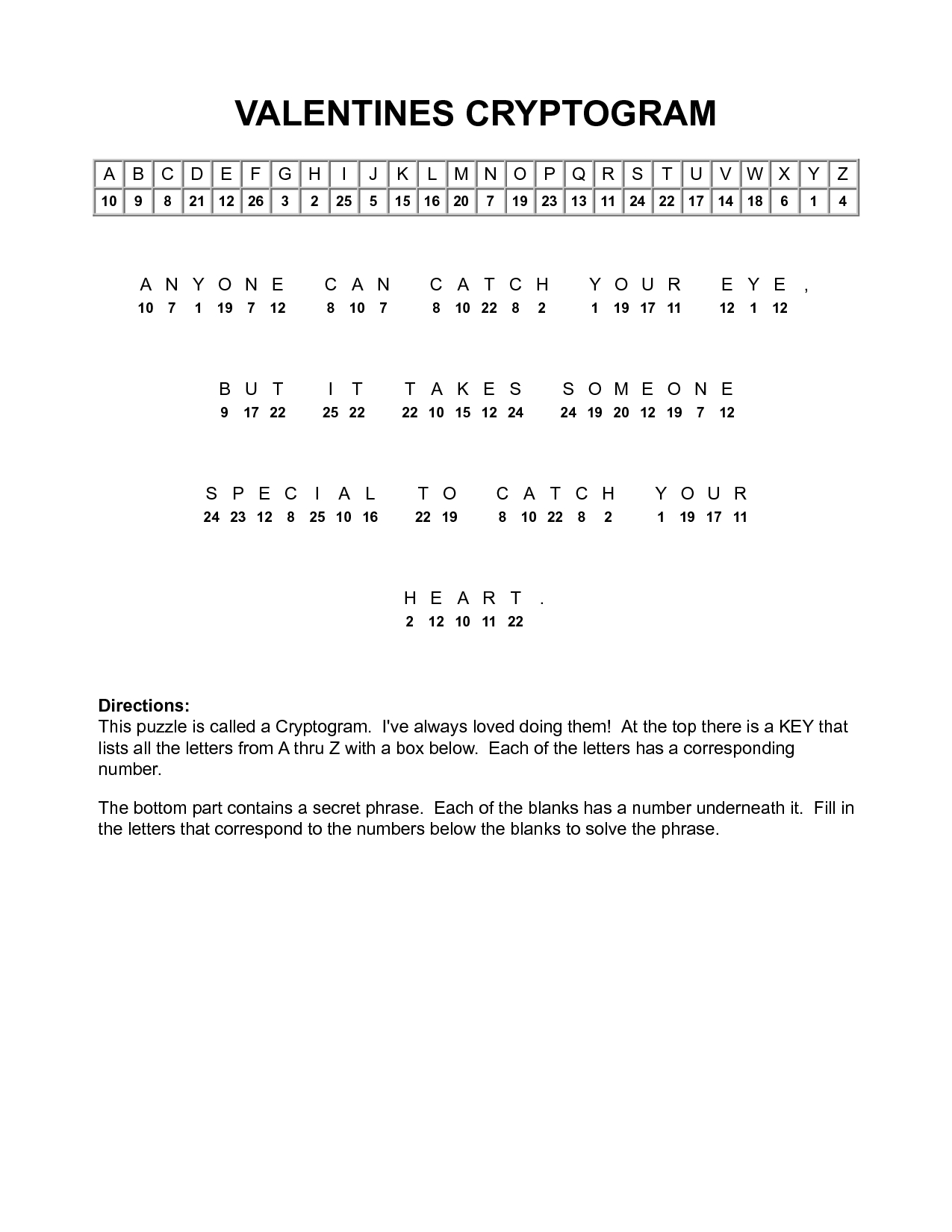 Easy Printable Cryptograms Easy Printable Cryptograms