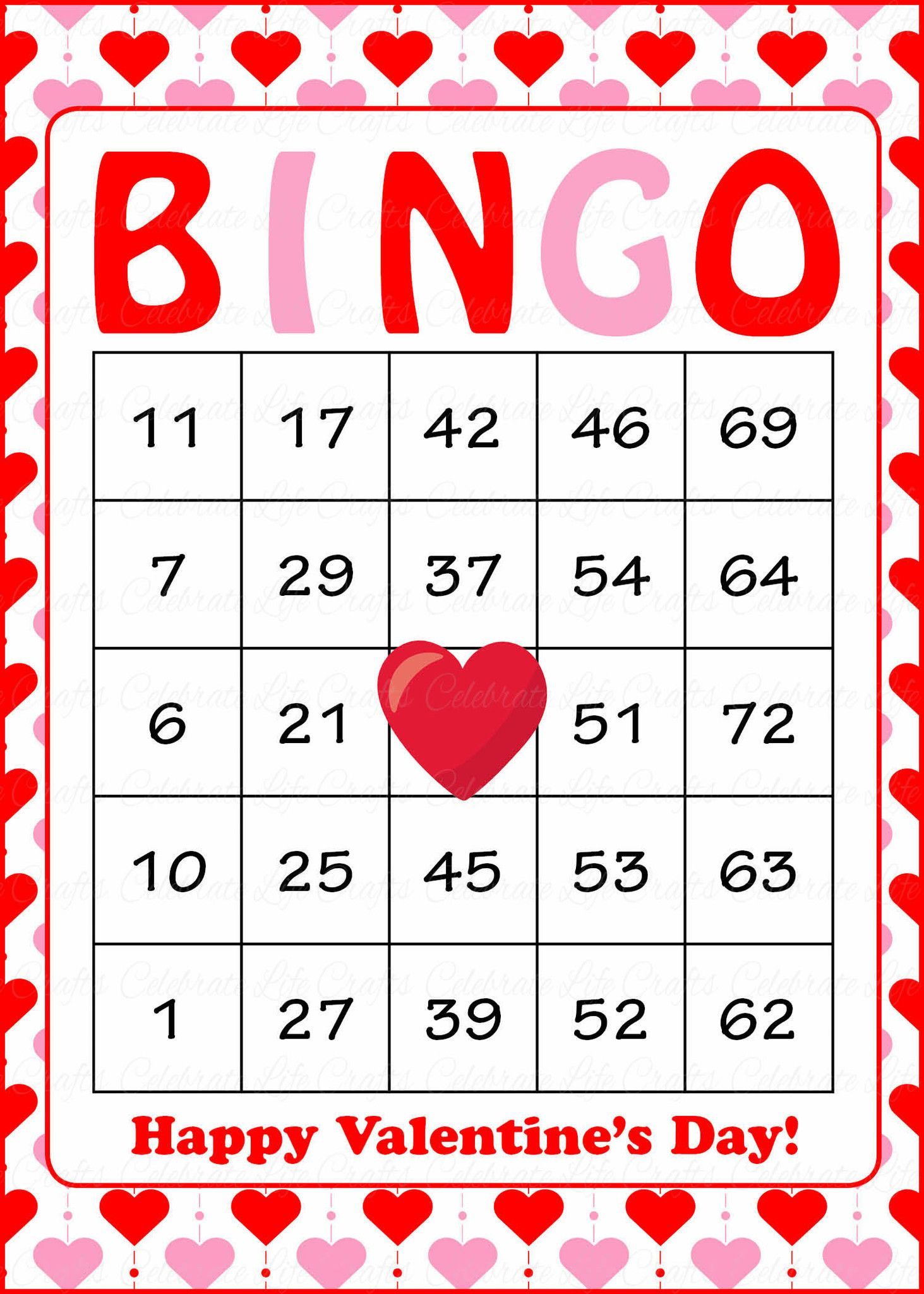 Valentine&amp;#039;s Bingo Cards - Printable Download - Prefilled - Free Printable Bingo Cards Random Numbers