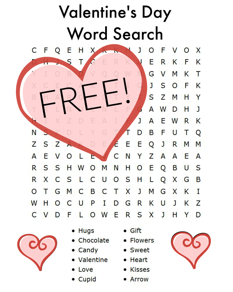 Valentines Day Word Search Free Printable For Kids! - Free Printable Valentine Word Search For Adults