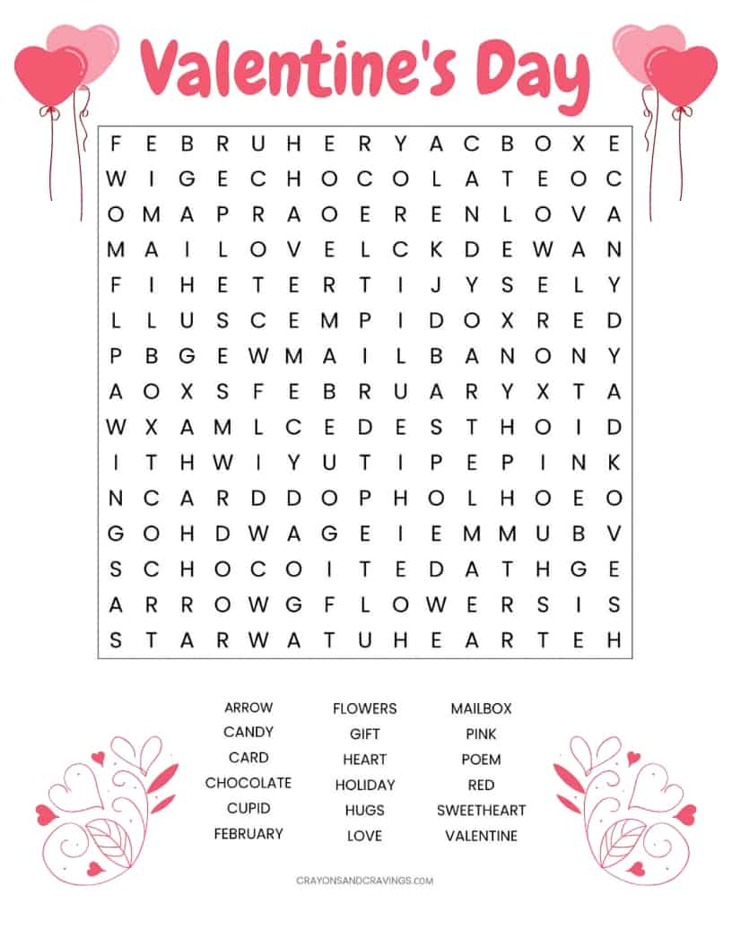 Valentine&amp;#039;s Word Search Free Printable Worksheet - Free Printable Valentine Word Search For Adults