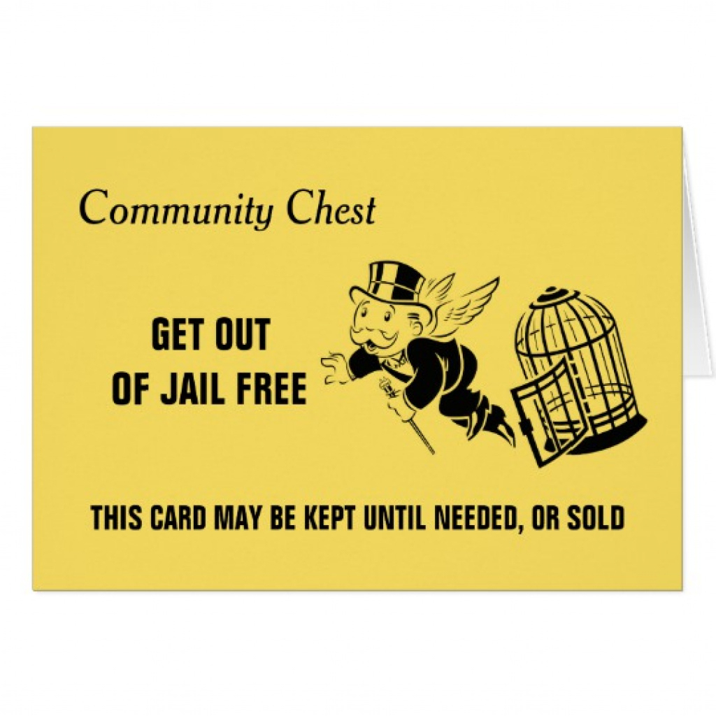 Vintage Monopoly Get Out Of Jail | Zazzle.ca Regarding Get Out Of - Get Out Of Jail Free Card Printable