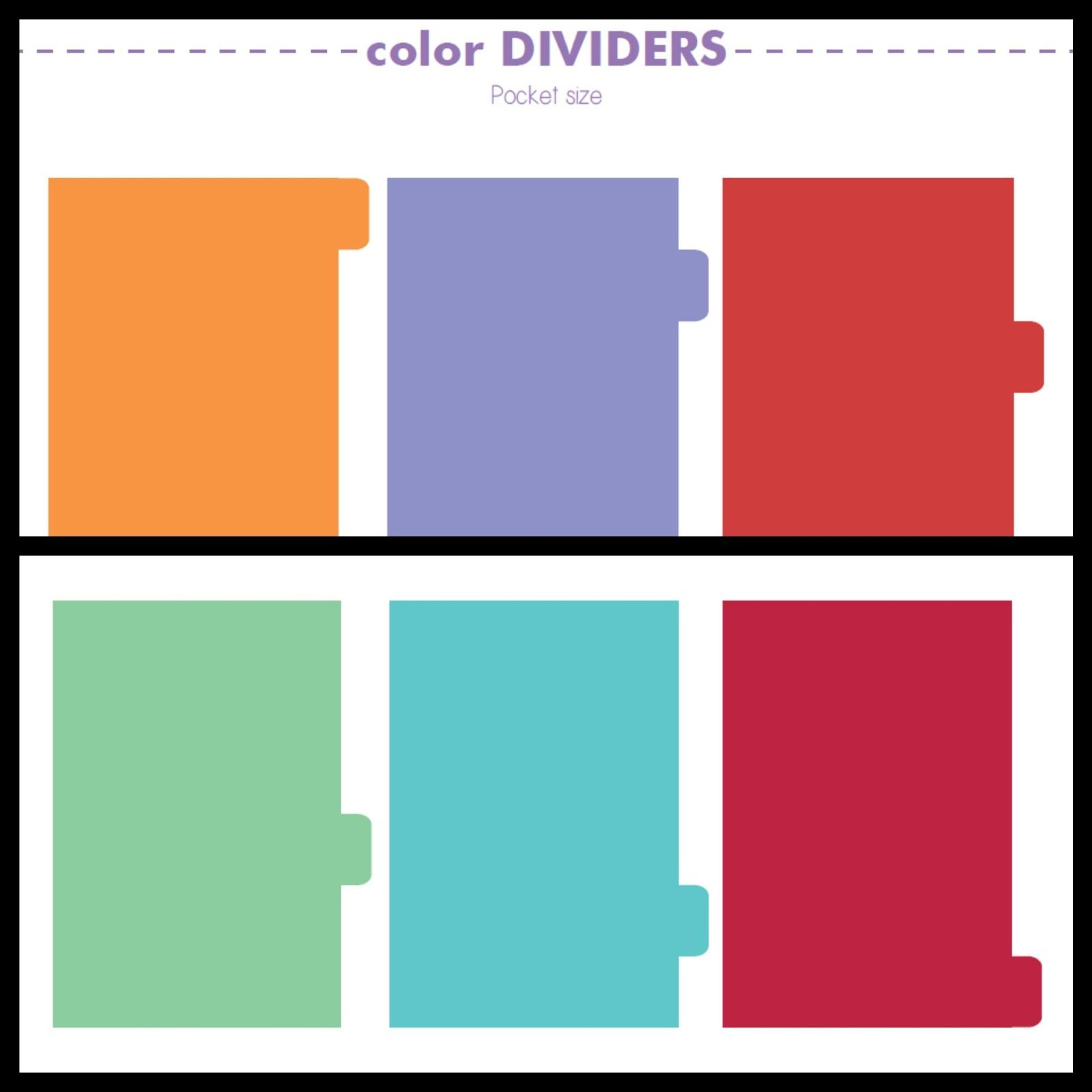 Violet-Archive: Free Printables: Plain Dividers (Personal + Pocket - Free Printable Dividers