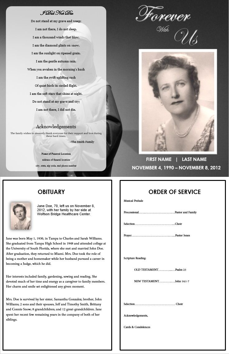 Virgin Mary Memorial Program | Funeral | Pinterest | Funeral Program - Free Printable Funeral Program Template