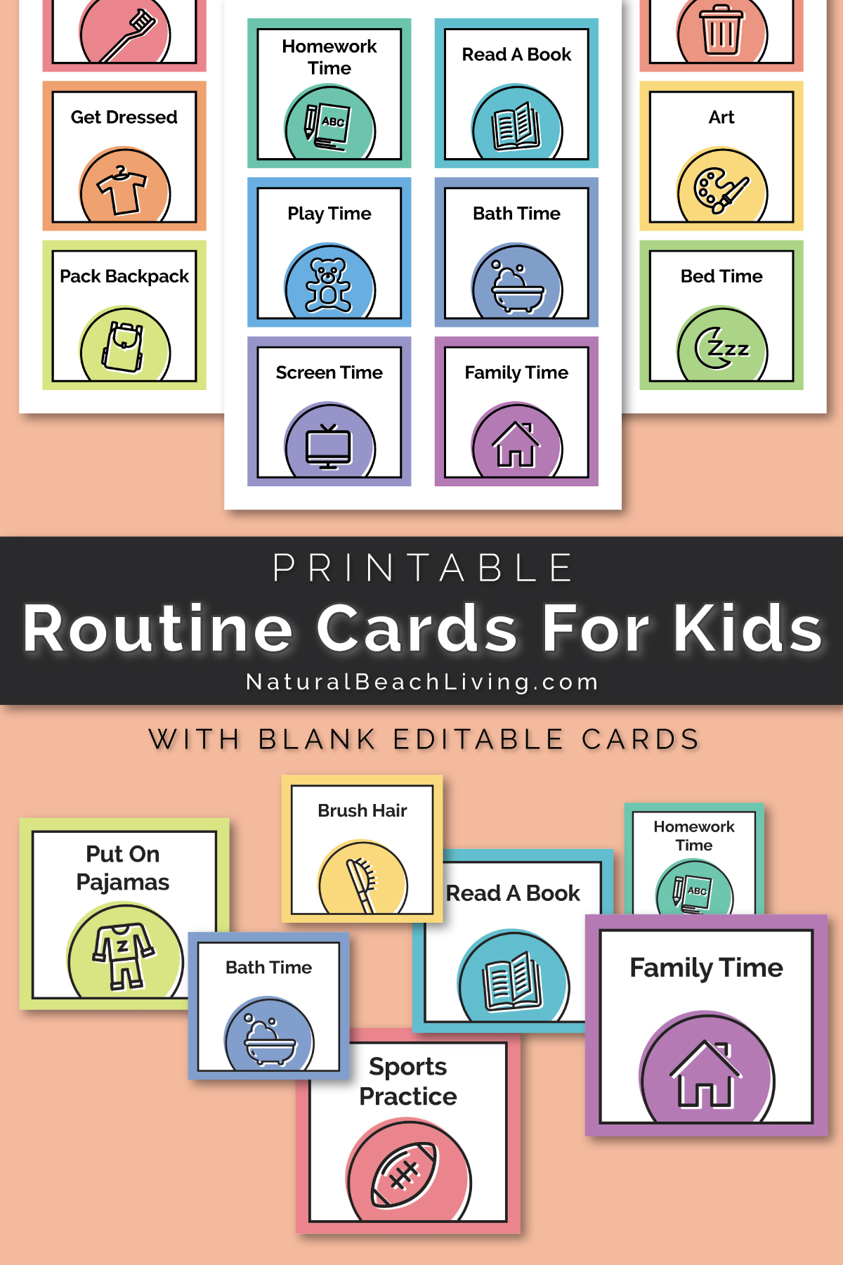 Visual Schedule - Free Printable Routine Cards - Natural Beach Living - Free Printable Picture Schedule Cards