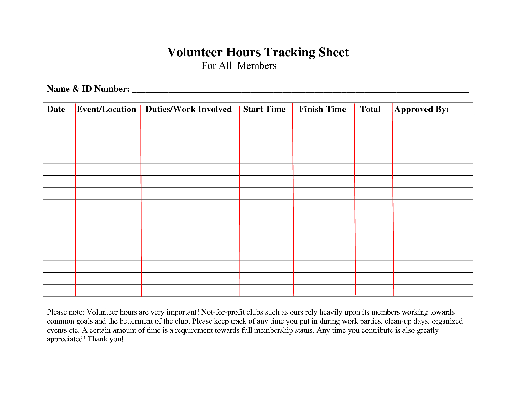 Volunteer+Hours+Log+Sheet+Template | Forms | Pinterest | Community - Free Printable Out Of Service Sign