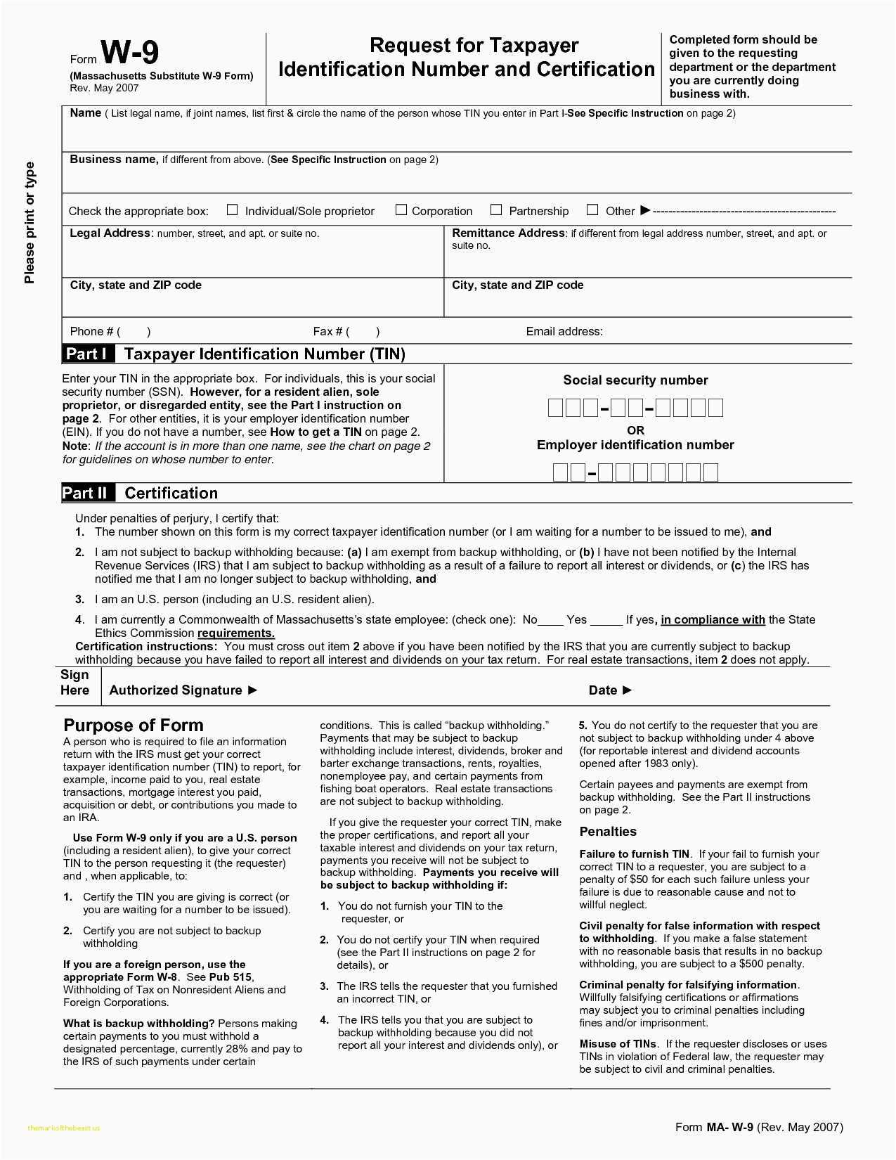 W 9 Forms For Independent Contractors 2018 W9 Template S W 9 Tax - Free Printable W 9 Form