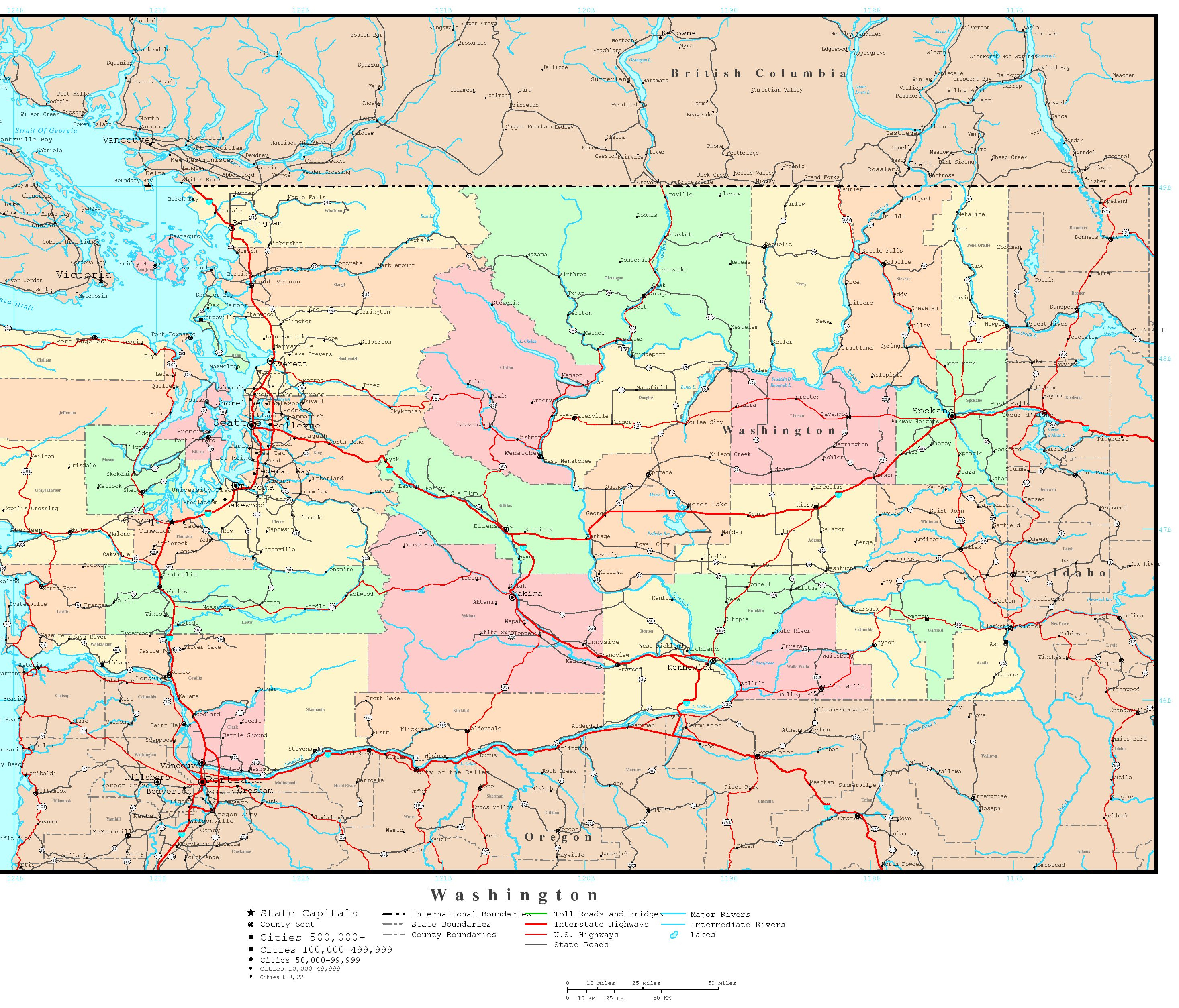 Washington Map - Online Maps Of Washington State - Free Printable Map Of Washington State