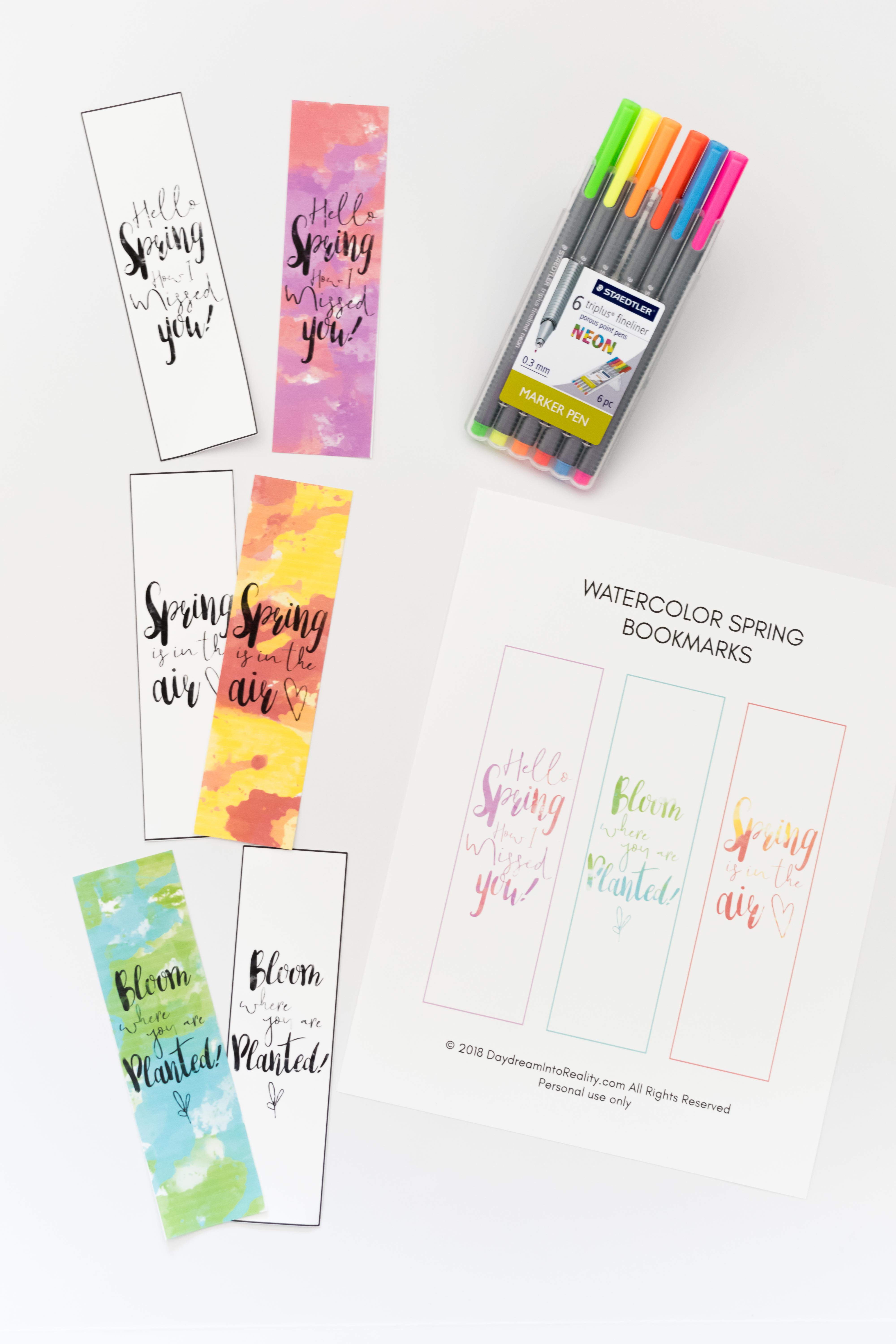 Watercolor Spring Bookmarks Free Printable ~ Daydream Into Reality - Free Printable Spring Bookmarks