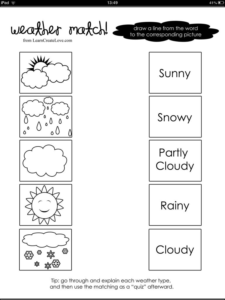 Weather Word And Picture Match | Pre-School | Preschool Weather - Free Printable Seasons Worksheets For Kindergarten