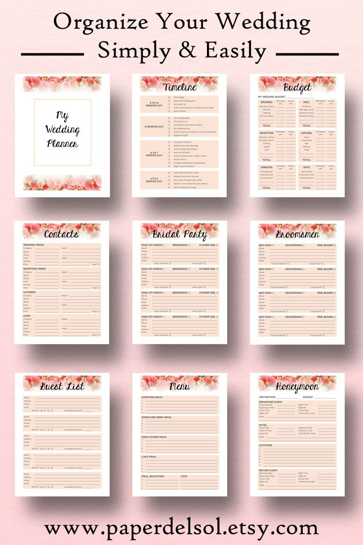 Wedding Planner Printable, Wedding Planner Book Printable, Planning - Free Printable Wedding Planner Book Online