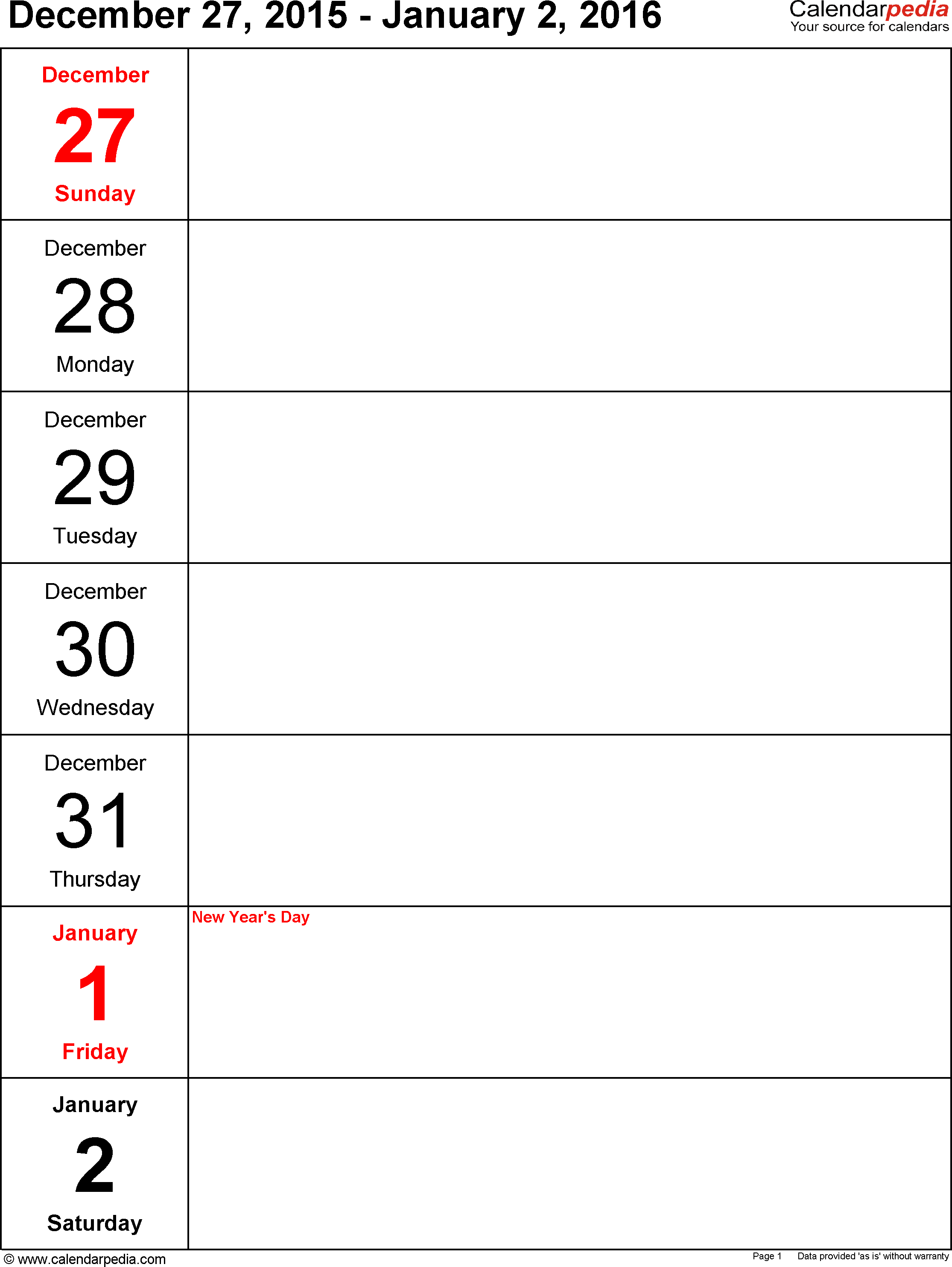 Weekly Calendar 2016 For Pdf - 12 Free Printable Templates - Free Printable Monthly Planner 2016