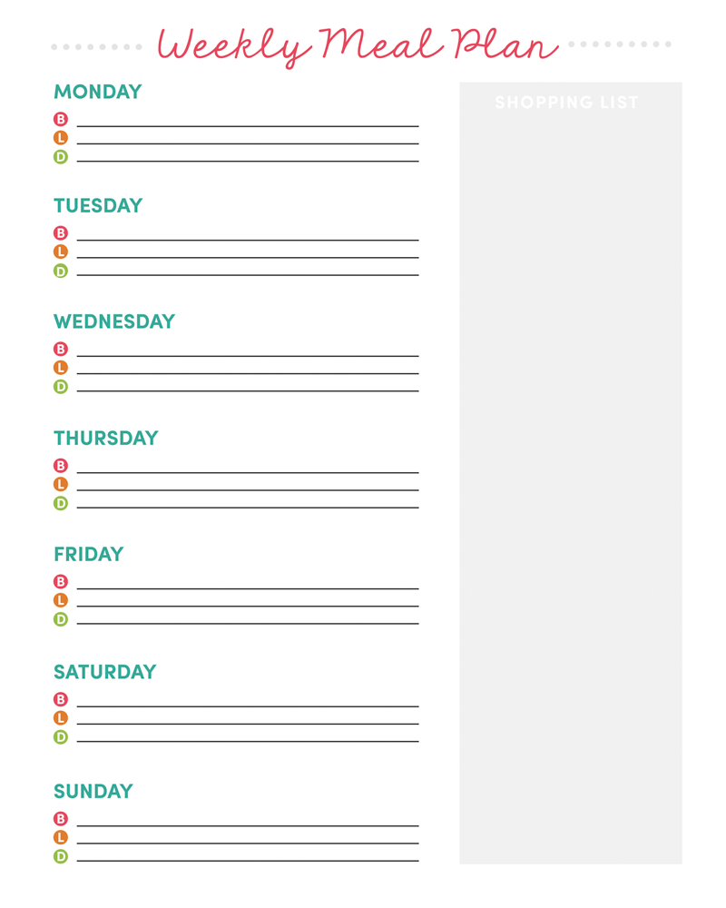 Weekly Meal Planner Printable - Free Printable Weekly Meal Planner