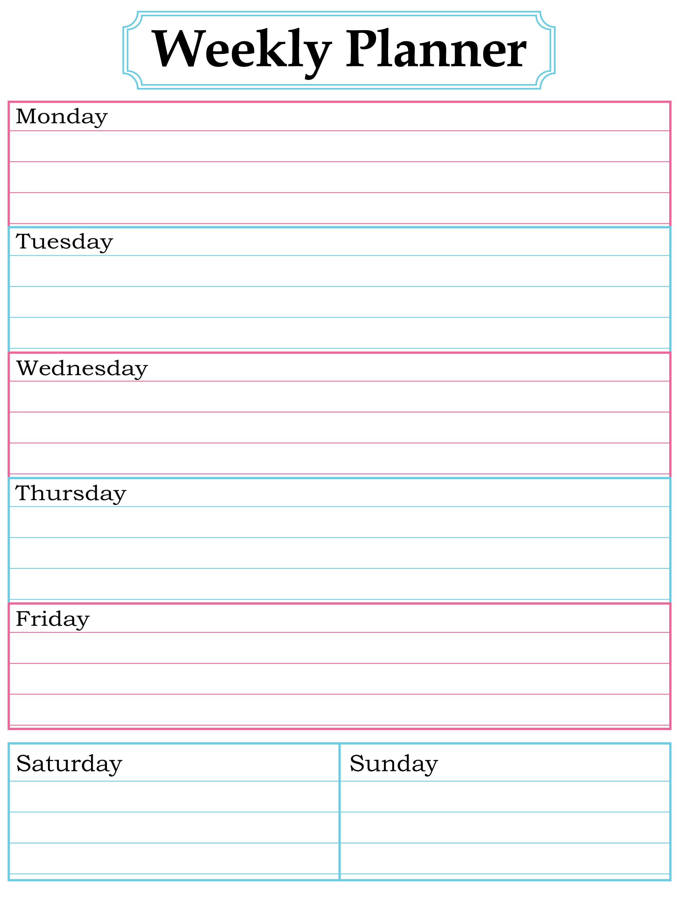 Weekly Planner Page | June 2016 | Weekly Planner, Printable Planner - Free Printable Pocket Planner 2016