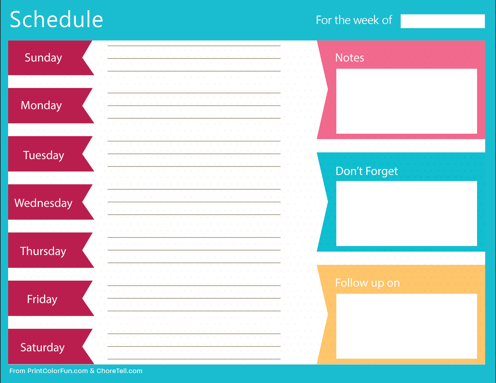 Weekly Schedule Printable Clean Bold Planner Free Template With | Smorad - Free Printable Schedule