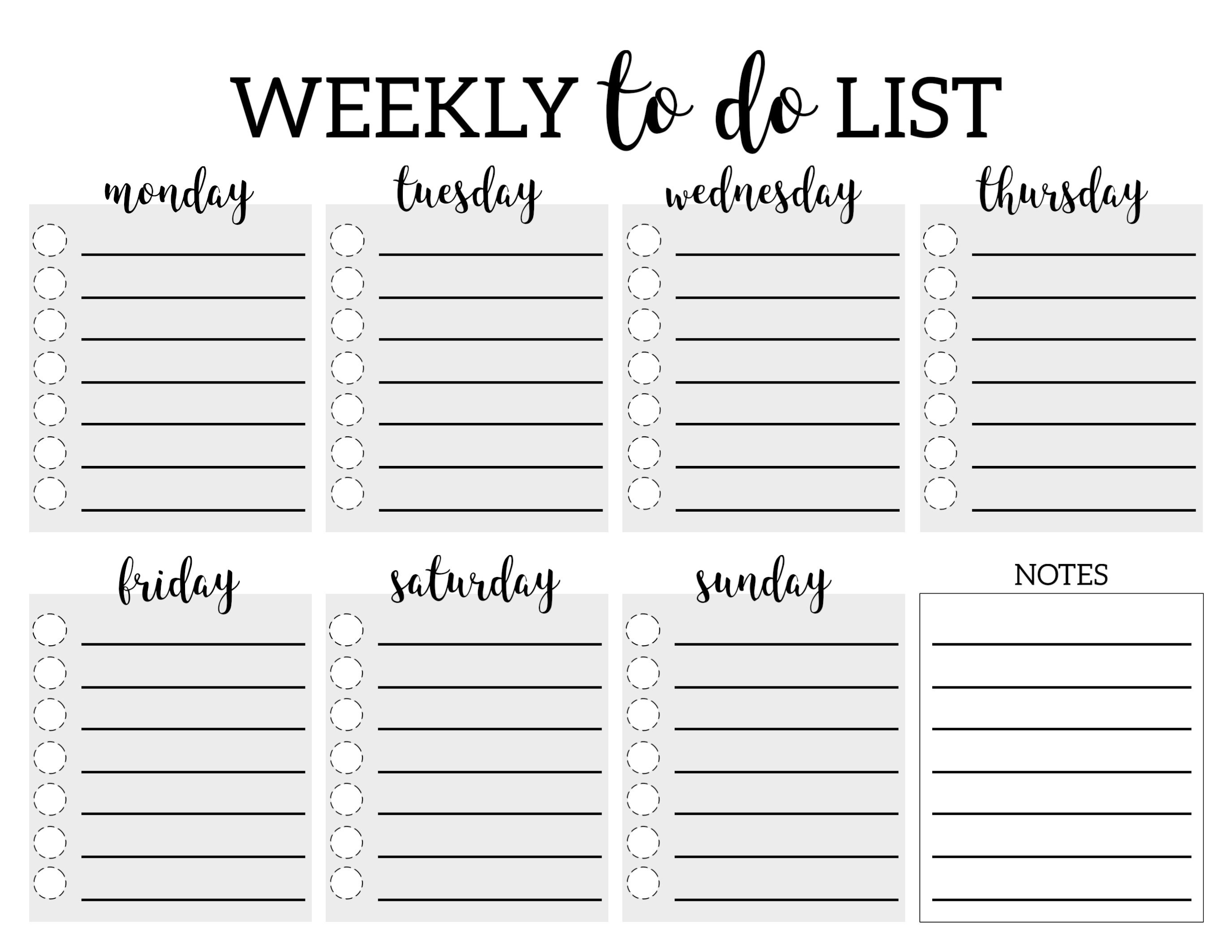 Weekly To Do List Printable Checklist Template – Paper Trail Design - Weekly To Do List Free Printable