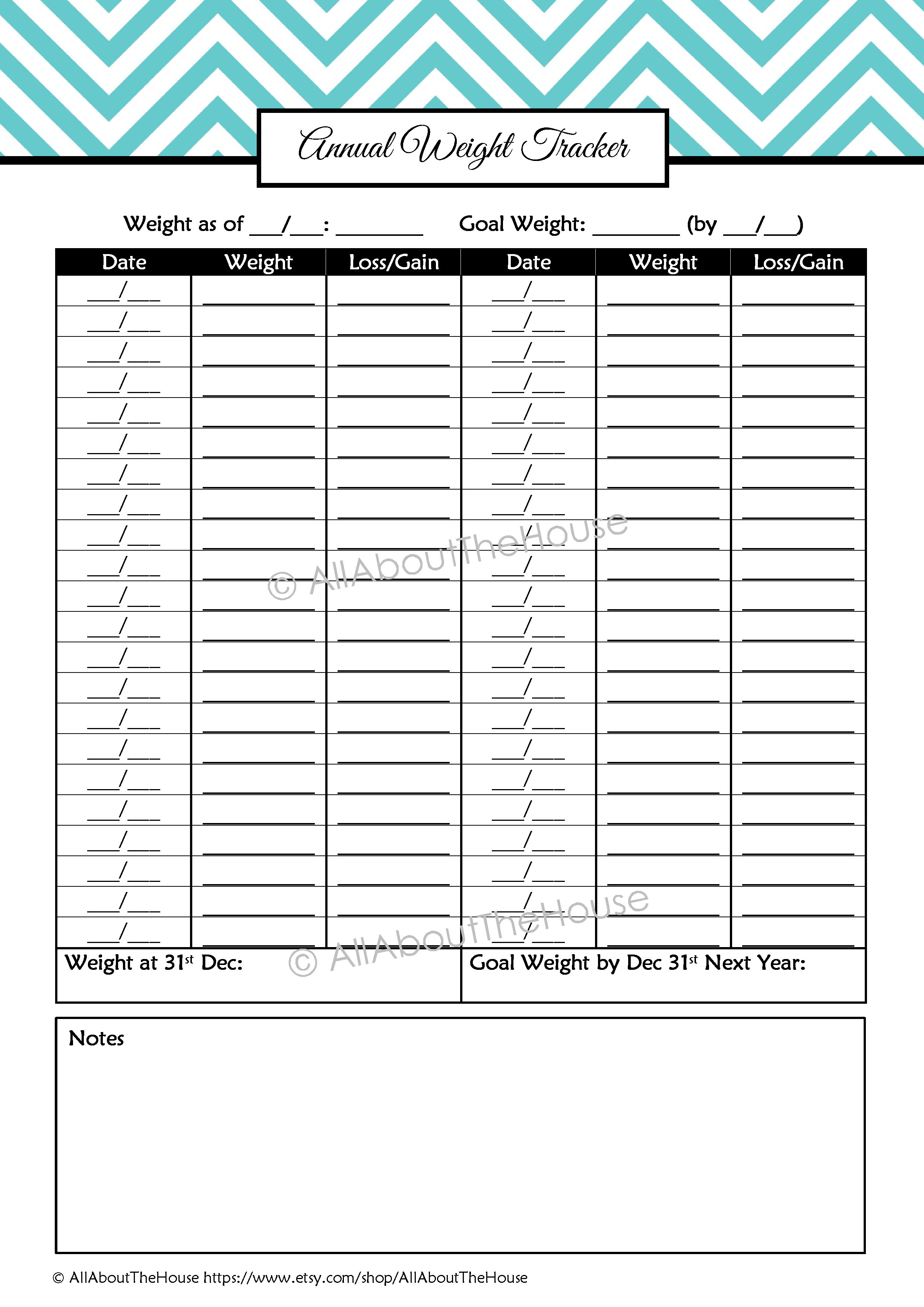 daily weight tracker template