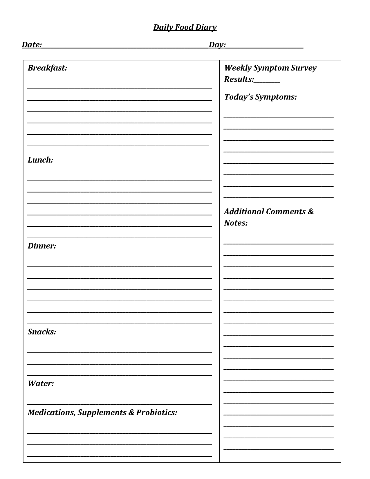 Weight Loss Food Journal Template Printable | Related Pictures Daily - Free Printable Journal Templates