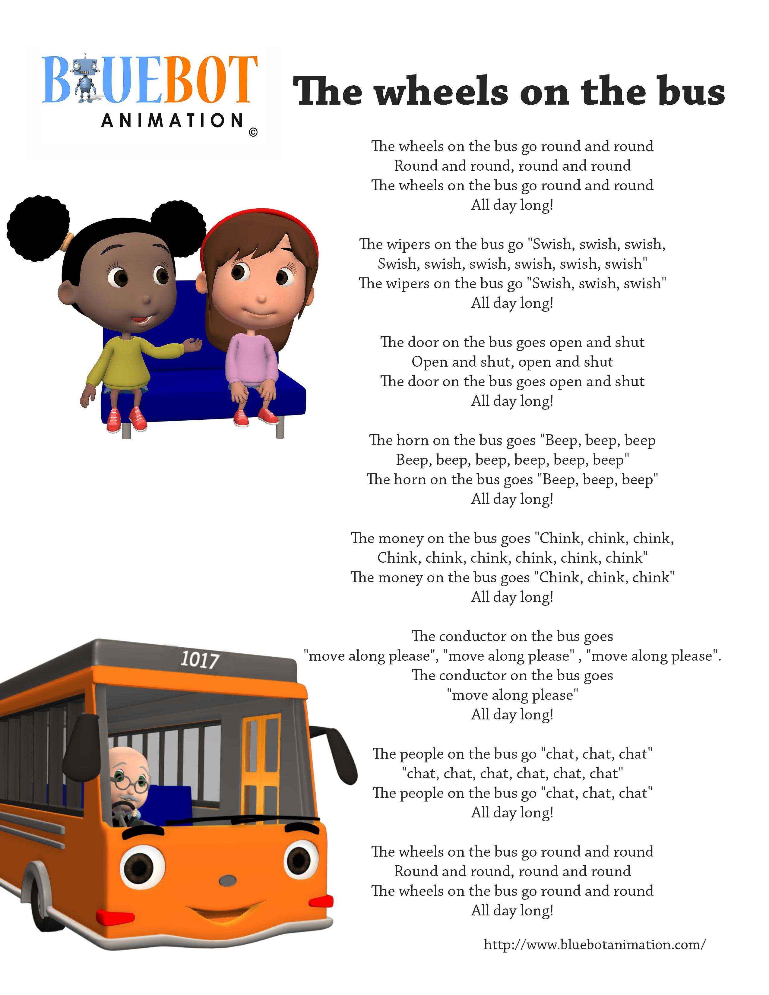 Wheels On The Bus Nursery Rhyme Lyrics Free Printable Nursery Rhyme - Free Printable Nursery Resources