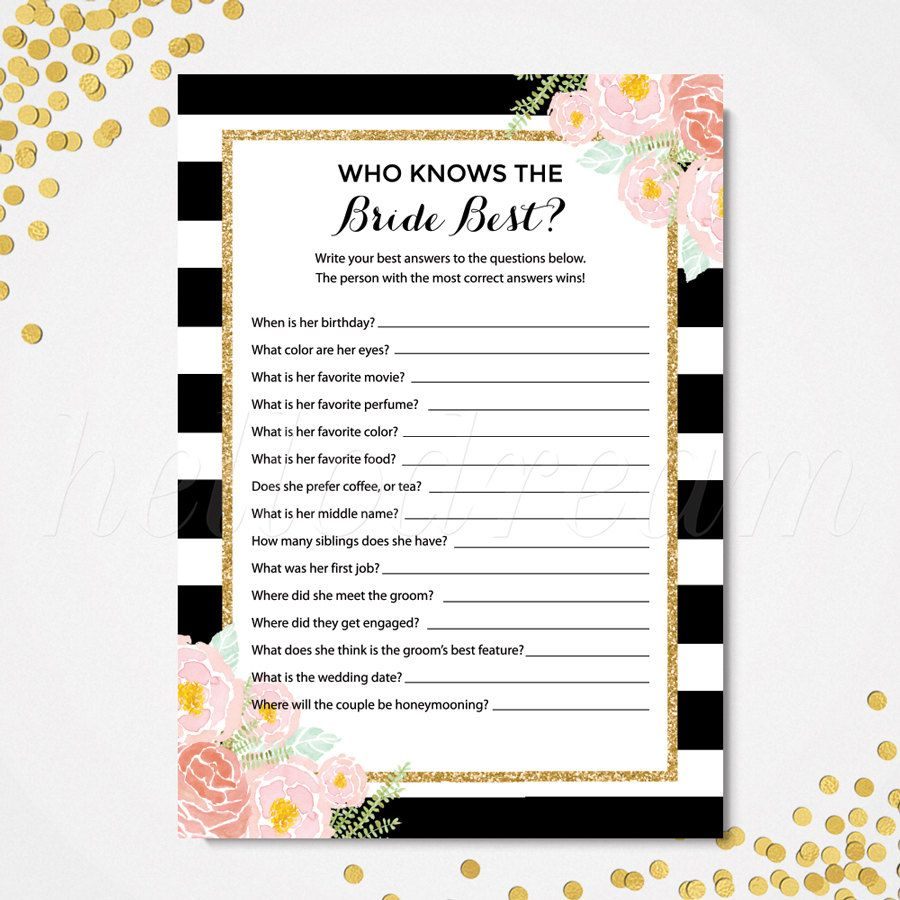 Who Knows The Bride Best, How Well Do You Know The Bride, Kate Spade - How Well Do You Know The Bride Free Printable