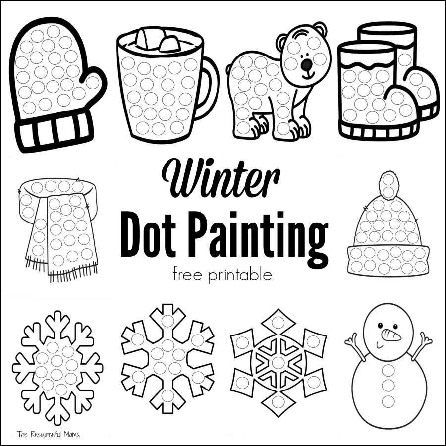 Winter Dot Painting {Free Printable} - The Resourceful Mama - Do A Dot Art Pages Free Printable