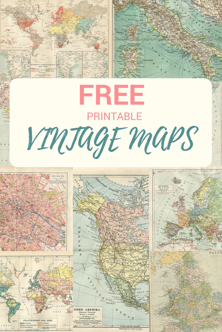 Wonderful Free Printable Vintage Maps To Download - Pillar Box Blue - Free Printable Vintage Pictures