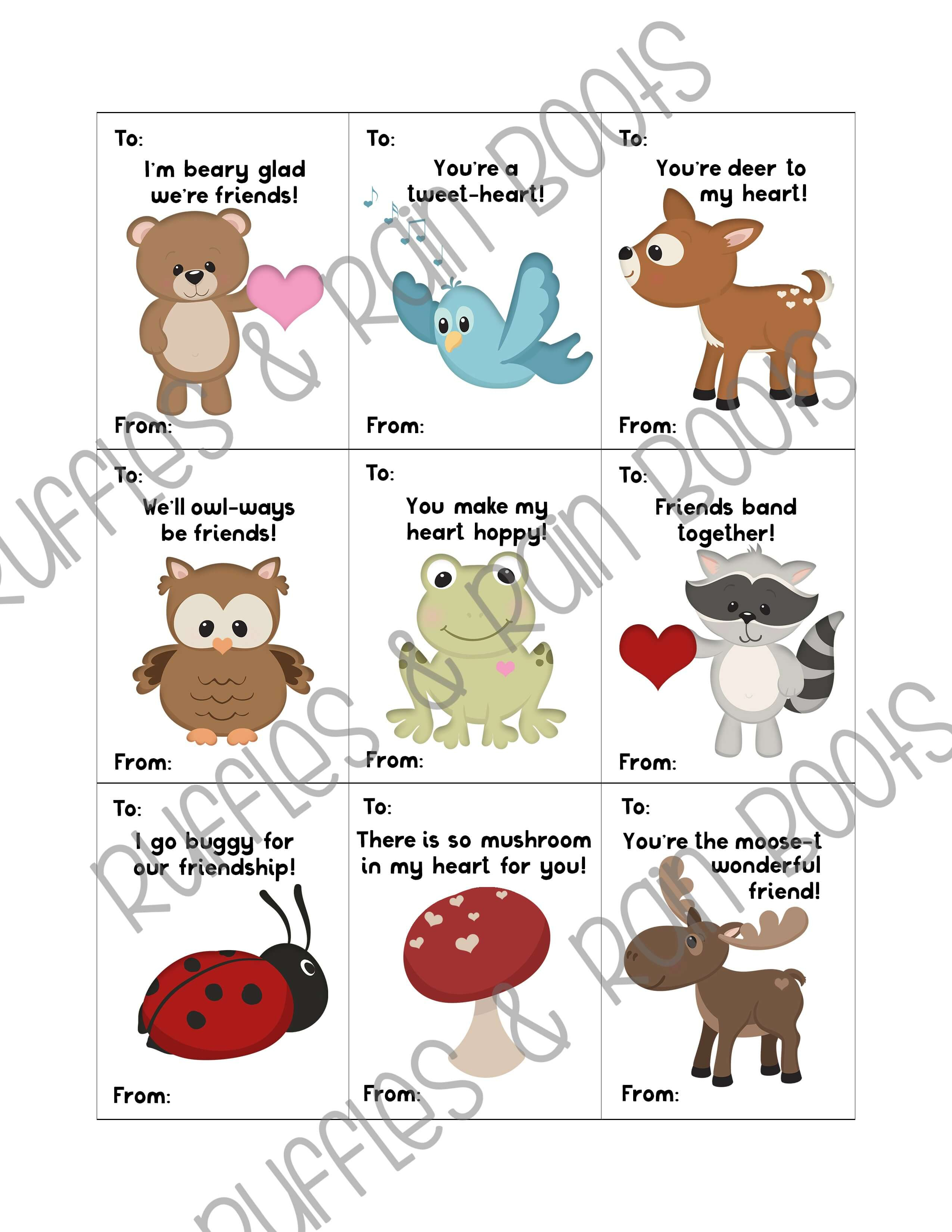 Woodland Animals - Free Bear Valentine&amp;#039;s Day Cards For Kids - Free Printable Animal Cards
