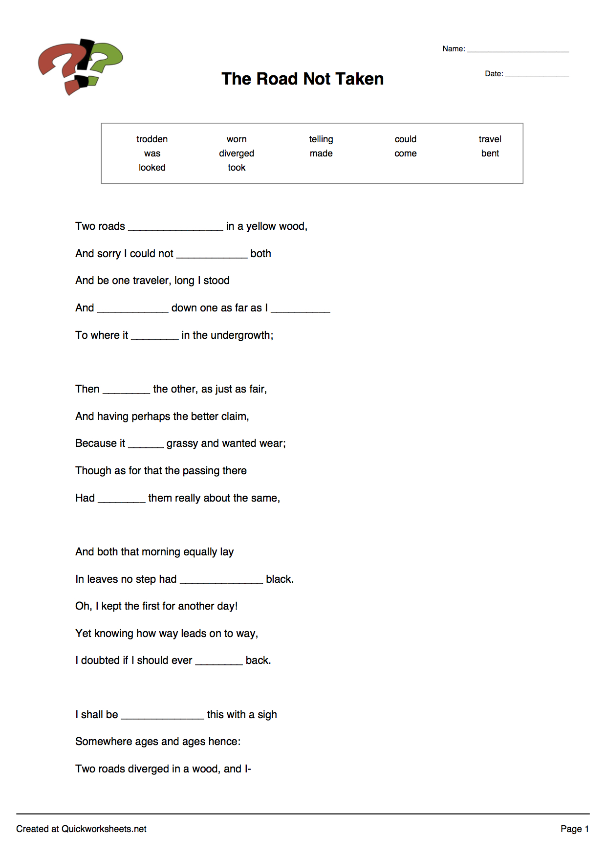 Word Scramble, Wordsearch, Crossword, Matching Pairs And Other - Free Printable Test Maker For Teachers