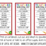 Workin It Wednesdays: Organized Back To School + Free Printable For   Teacher Survival Kit Free Printable