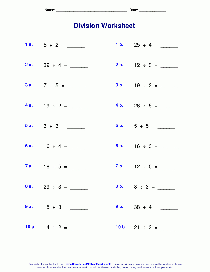 Worksheets For Division With Remainders - Free Printable Division Worksheets For 4Th Grade