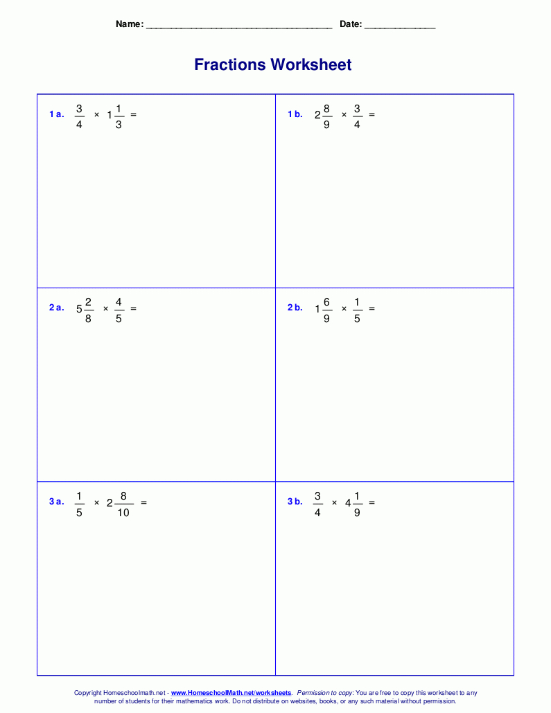 Worksheets For Fraction Multiplication - Free Printable Fraction Worksheets Ks2