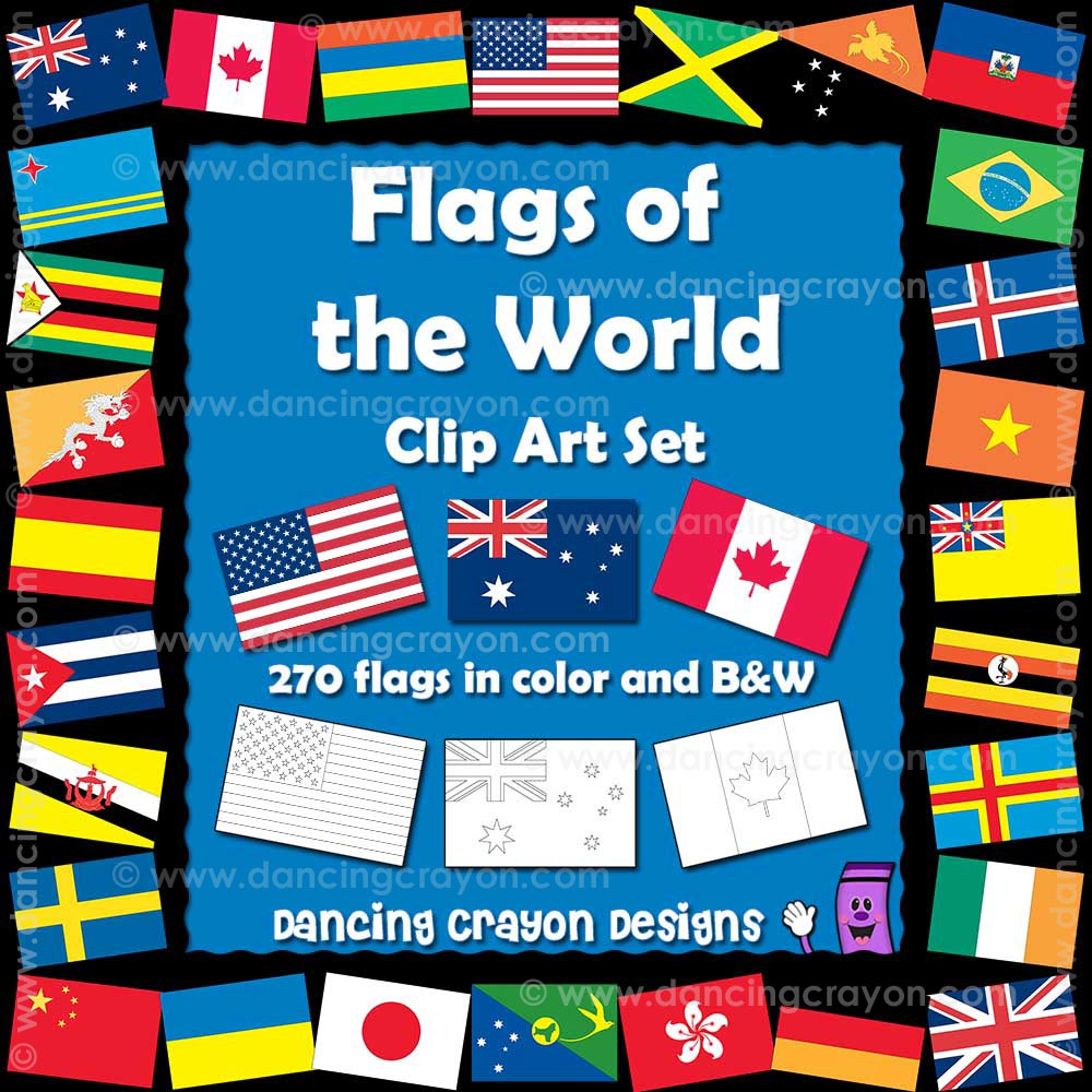 World Flags Clipart: Color And Black And White Line Art - Free Printable Pictures Of Flags Of The World