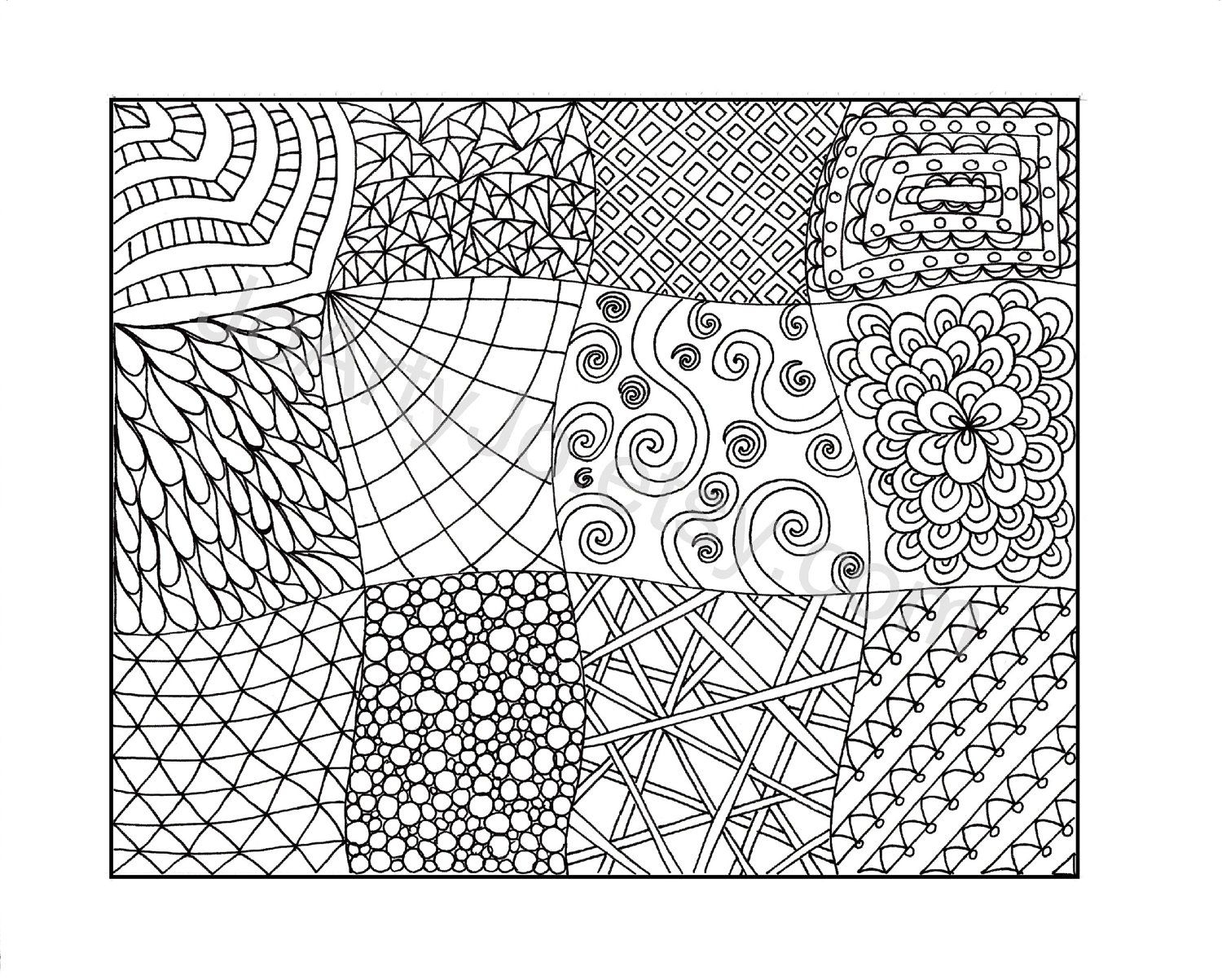 Zendoodle Coloring Page, Printable Pdf, Zentangle Inspired- Page 11 - Free Printable Zentangle Templates