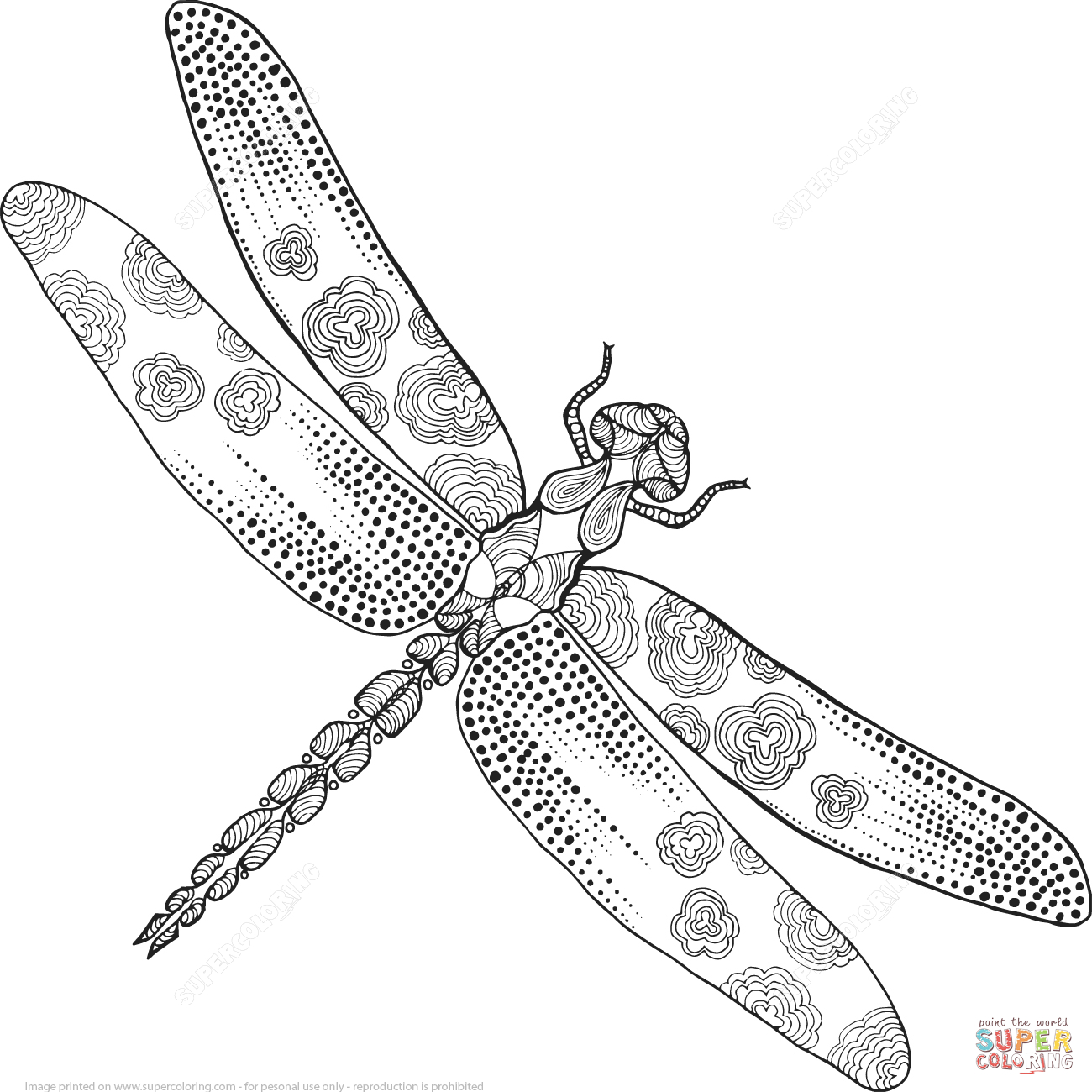 Zentangle Dragonfly Coloring Page | Free Printable Coloring Pages - Free Printable Pictures Of Dragonflies