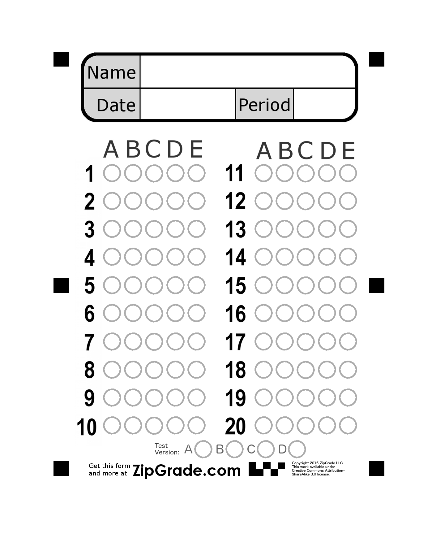 Zipgrade: Answer Sheet Forms - Free Printable Test Maker